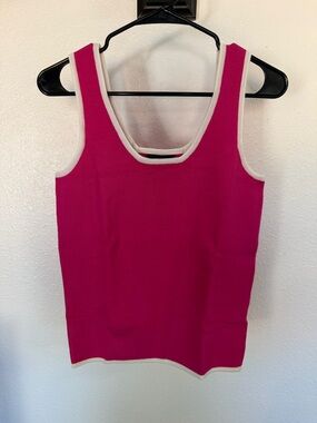 Fuchsia Tank Top with Cream Trim - Women's Knit Tank
